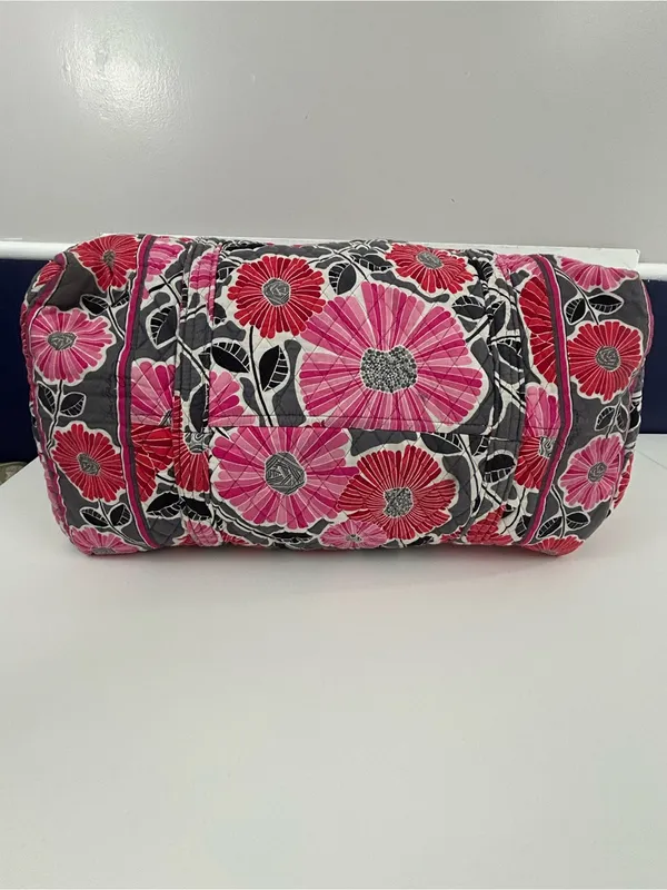 Vera Bradley Large Duffel Bag Cherry Blossoms Retired Pink Red Gray Floral - Image 2