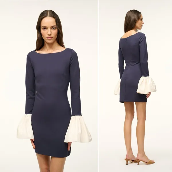 NWOT STAUD Hawthorne Dress in Navy Ivory Size Small - Image 11
