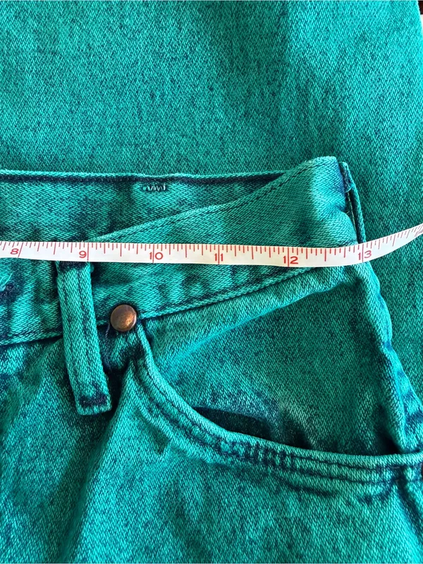 VTG 90s Wrangler Wedgie High Rise Cowgirl Jeans 14MWZ Teal Green Acid Wash 5x32 - Image 7