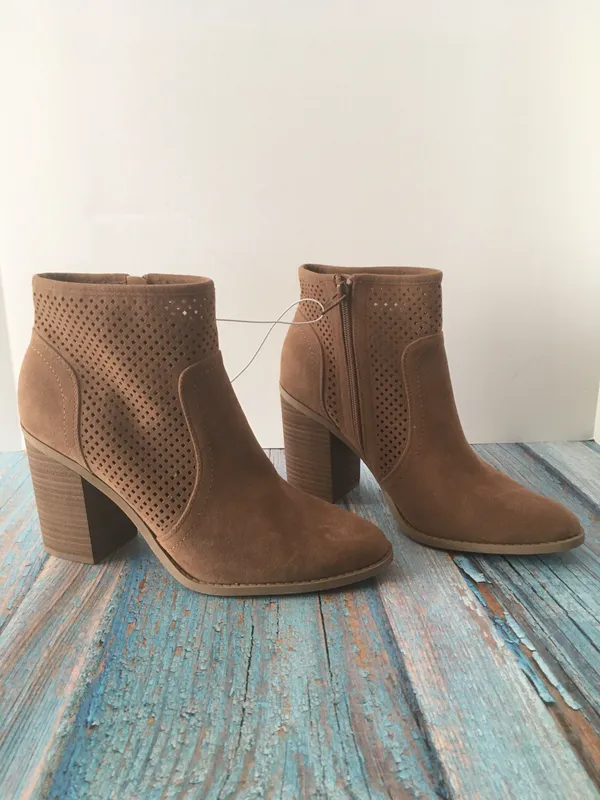 Laser Cut Ankle Boots, Size 8 Tan - Image 3