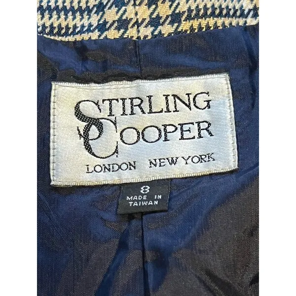 Vintage Stirling‎ Cooper Checkered Blazer Jacket Size 8 Business - Image 14