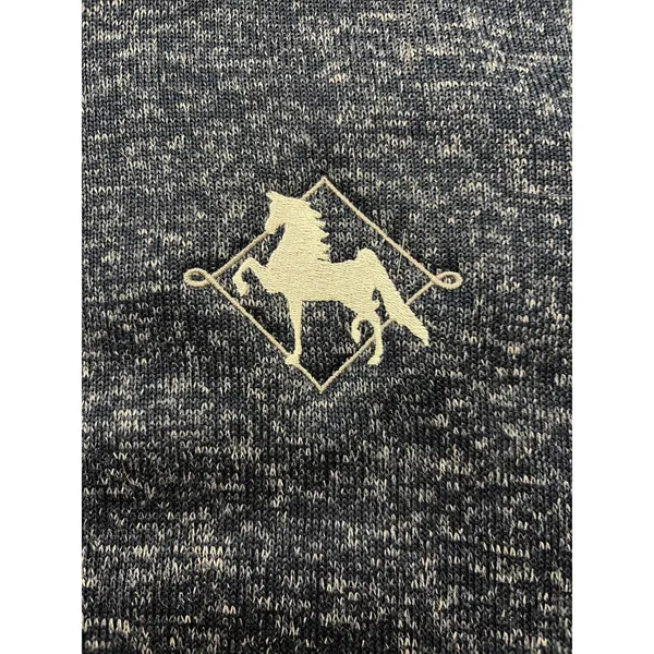 Port Authority Women’s Full Zip Fleece Jacket Medium Heather Navy, Horse Logo - Image 2