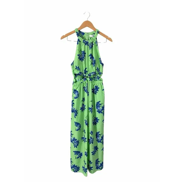 Likely Constellation Dress Green Blue Floral Cutout Halter Midi Size 8 NEW - Image 2