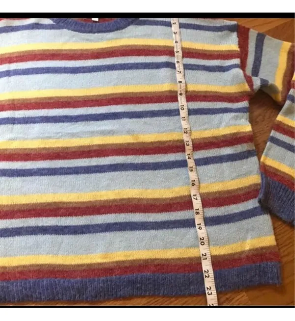 Emory Park NWOT Blue multi stripe crewneck pullover knit sweater size M - Image 6
