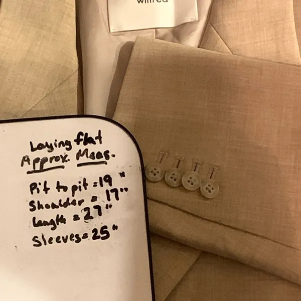 New w/tags Aritzia WILFRED Flores Oversized Relaxed Blazer S Heather Oat Beige - Image 7