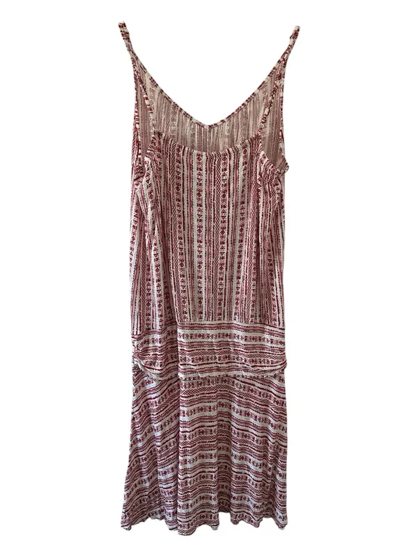 LASCANA NEW Red White Boho Print Convertible Midi Dress Size 16 resortwear - Image 2