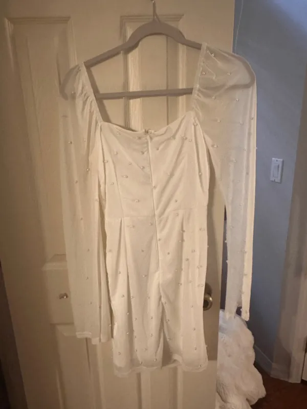 Lulus White Pearl Mini Hoco Dress - Image 3
