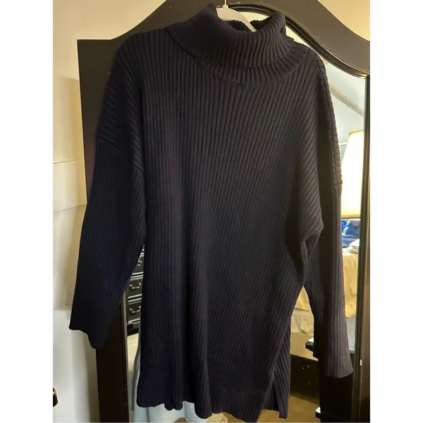 NEW Oversized Batwing Sweater Tunic Pullover Ribbed Dress 2X - Image 5