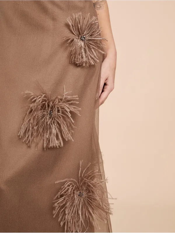 NWT Few Moda Naia Maxi Dress size XS Oatmeal Feather brown o.p.t - Image 3