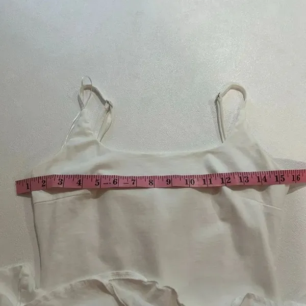 Princess Polly White Ruffle Hem Mini Dress Size 4 | Square Neck Cami Slip Dress - Image 4