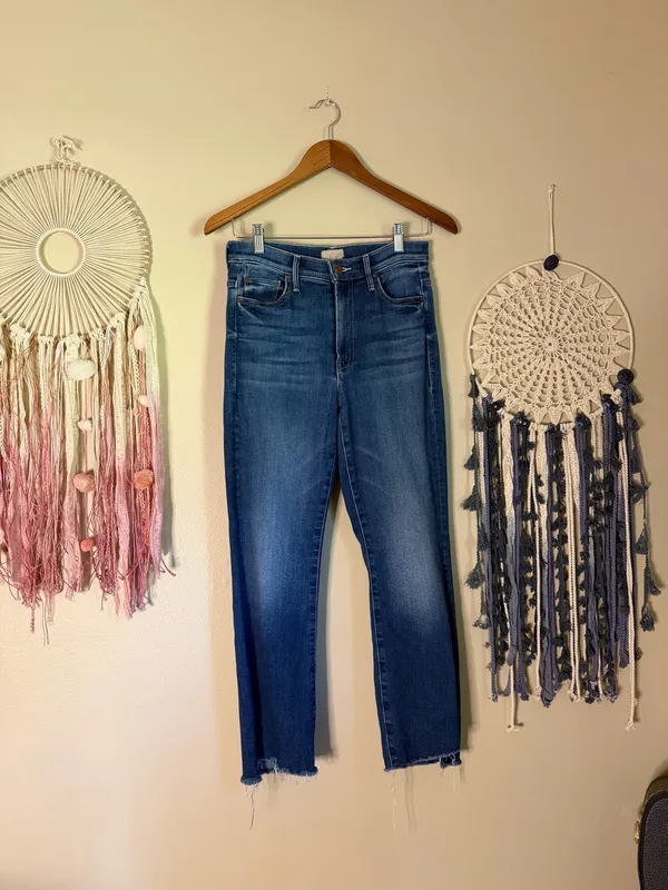 MOTHER The Insider Crop Step Fray Denim Jean Blue Sweet and Sassy Size 26 - Image 3