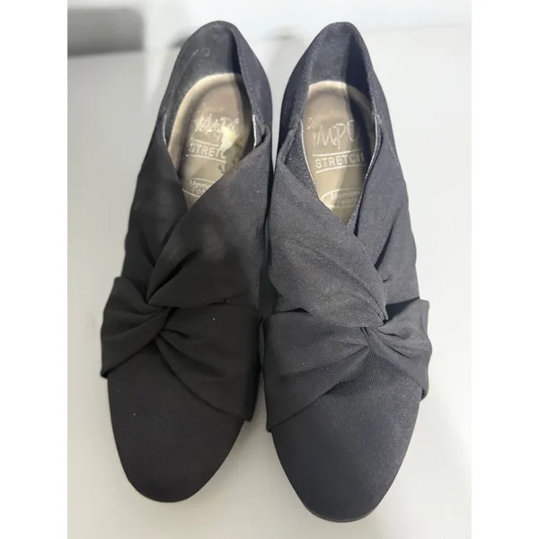 IMPO Ginny Women's 9.5M Black Sash Stretch Memory Foam Wedge Dress Shoes - Image 2