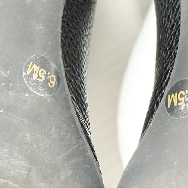 Tory Burch Amanda Demi Wedge Black Open Toe Leather Logo Size 6.5‎ - Image 7
