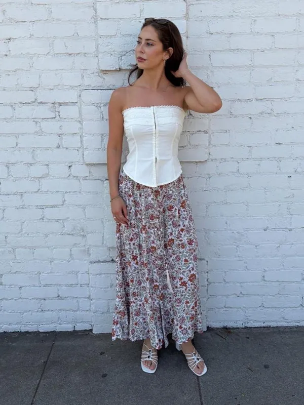 Target Rachel Zoe beautiful floral maxi skirt with mother of pearl buttons size M #boho #feminine #costalcowgirl - Image 2