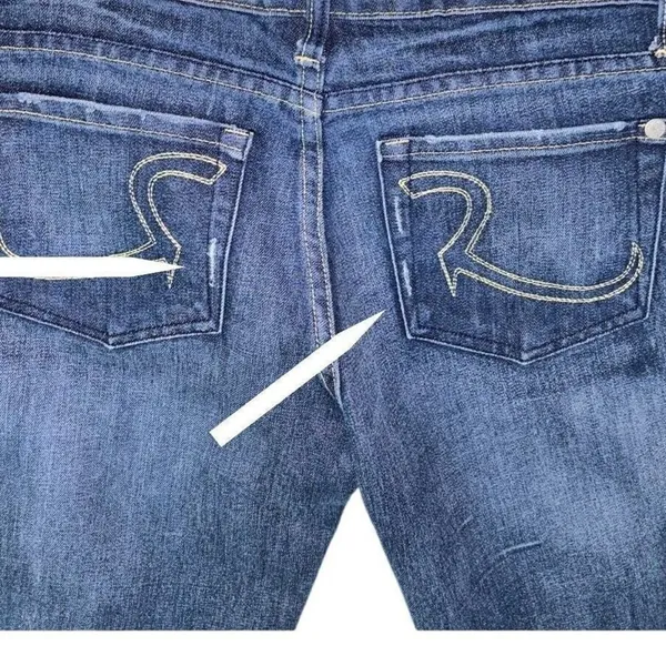 Rock‎ & Republic Womens Jeans Sz 30 Flare Wide Boot Cut Leg Low Rise Dark Wash - Image 7