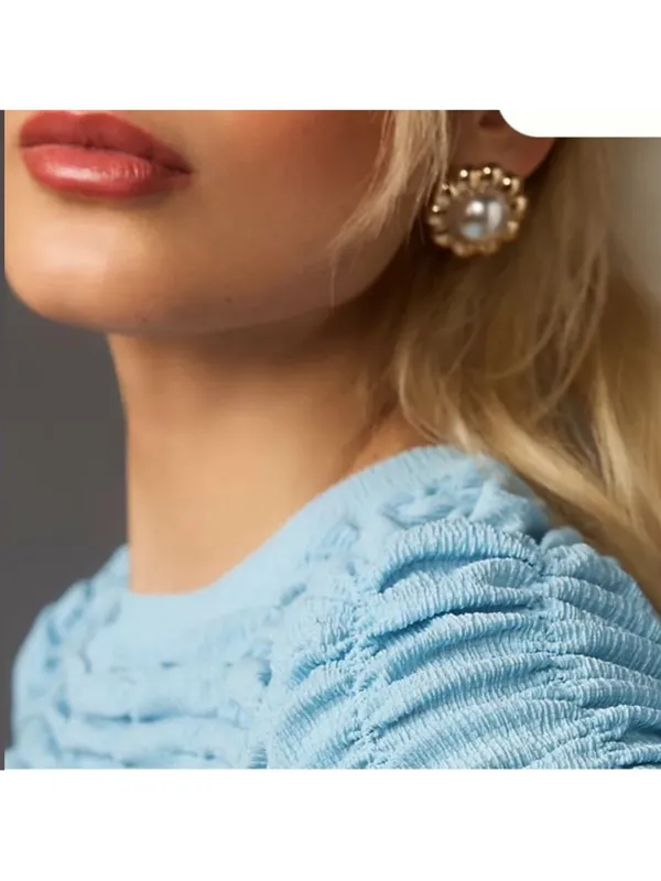 NWT Anthropologie Ruched Baby Doll Top Blue Size XL - Image 4