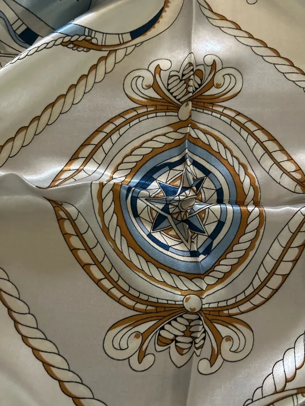 Vintage Square Sailing BOAT,WHEEL&Anchor 35/35 Oversized satin Silky SCARF - Image 13