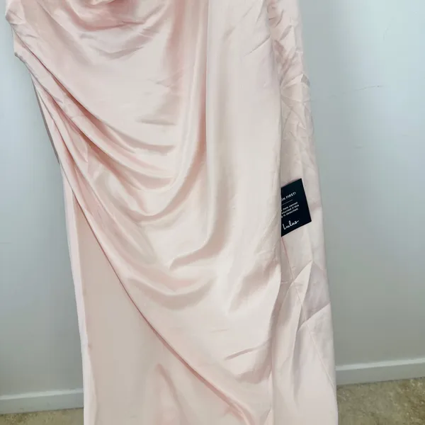 Lulus Dreaming Elegance Blush Pink Satin One Shoulder Maxi Dress Formal 1X NWT - Image 13