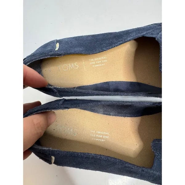 TOMS Alpargata Platform Espadrille Womens 8 Navy Blue Excellent Suede Slip On - Image 6