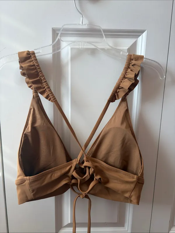 aerie Ruched-Strap Triangle Bralette - Caramel Brown Size XXL - Image 2