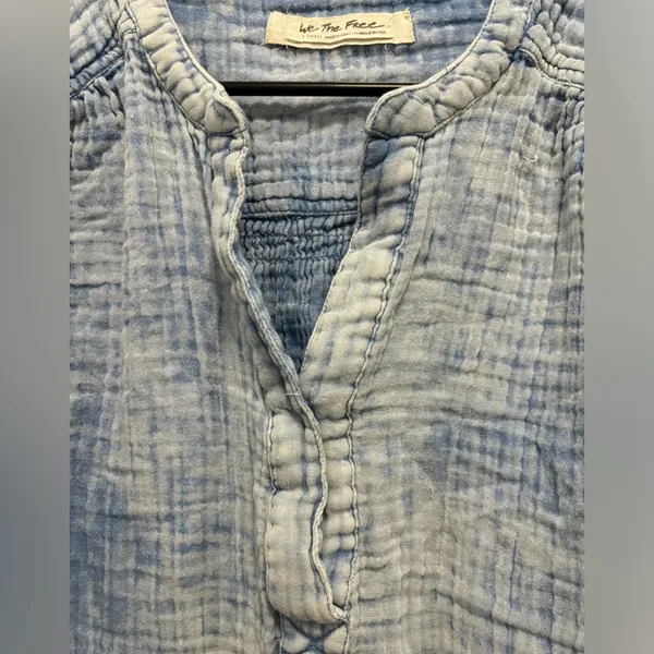 Free People Anguilla Washed Pullover Blue Top Size XS - Image 3