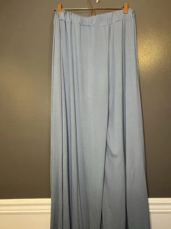 FP Beach Skirt Womens Medium Blue Jersey Maxi Elastic Waist Flowy Boho Casual - Image 5
