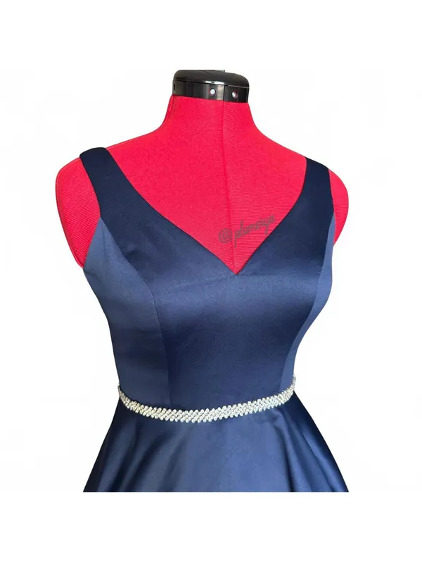 Dancing Queen Navy Blue Prom Homecoming Dress Rhinestone Waist Women's Size XS - Image 4