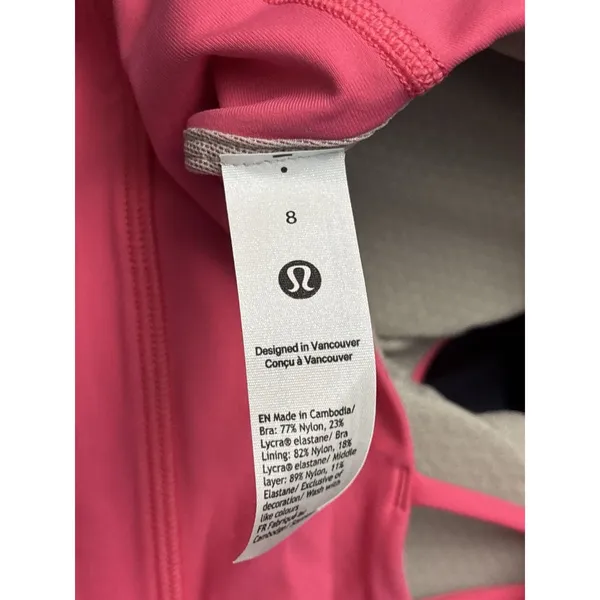 Lululemon Womens Free To Be Longline Sports Bra Lipgloss Pink LIPG Sz 8 New - Image 5