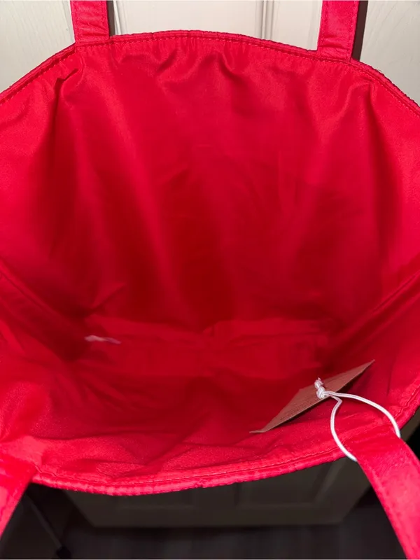 Kate Spade Fragrance Red Heart Tote Shoulder Handbag Quilted Canvas Lightweight - Image 3