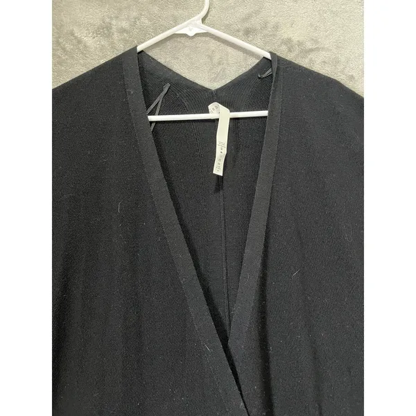 Lululemon Black Merino Wool Wrap Cardigan Poncho Oversized Draped Sweater M/L - Image 2