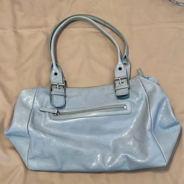 Danier light blue soft leather handbag with adjustable handles EUC - Image 2