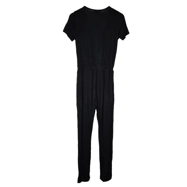 Lulus Sevannah Black Short Sleeve Surplice Jumpsuit 957LU Small - Image 4