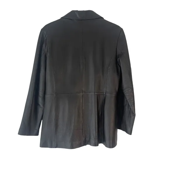 American Leather USA Vintage 90s Women's Size Large Black Button Up‎ Jacket Coat - Image 5