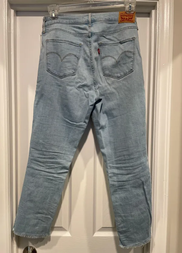 Levi's 724 Distressed Raw Hem Cropped Jeans - Image 2