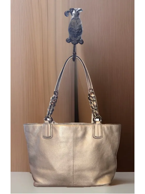Y2K Coach Chelsea Metallic Champagne Purple Double Handle Tote - Image 2