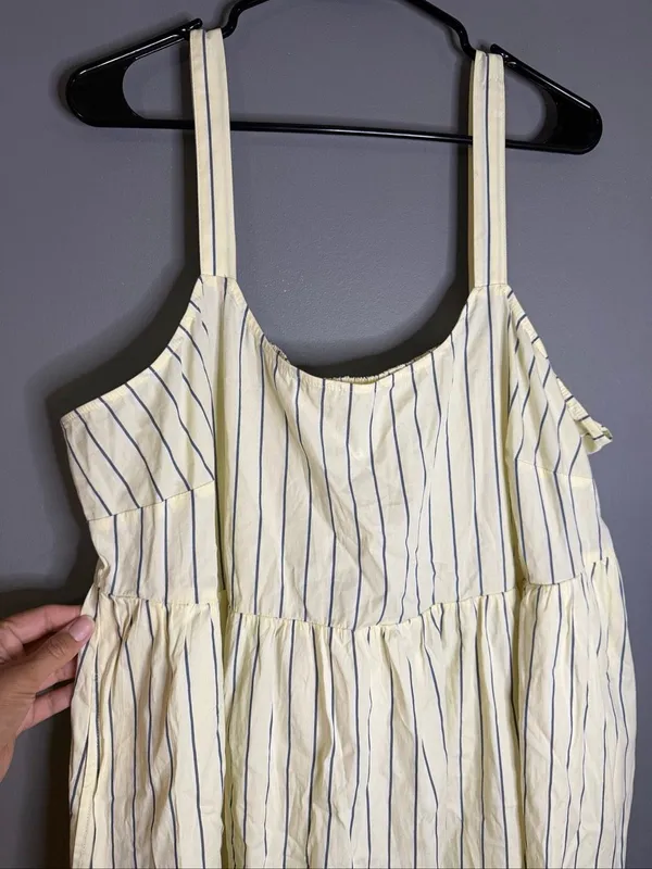 Ava & Viv Yellow Pinstripe Empire Waist Square Neck Dress Size 1X NWT - Image 4