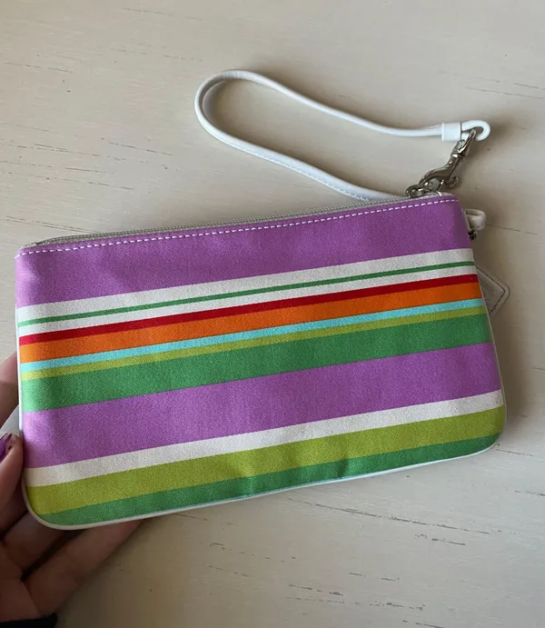 Coach Vintage striped multicolor leather trim wristlet wallet - Image 4