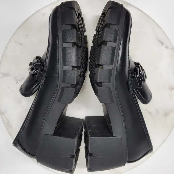 Madden Girl Hoxtonn Chunky Platform Loafer Womens 8 Black Chain Lug Sole‎ Grunge - Image 7