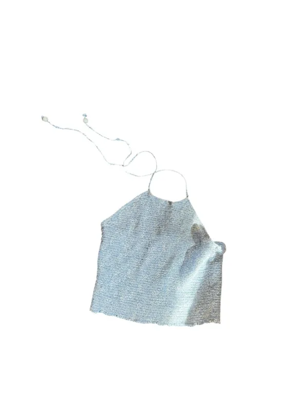 Women's J.Crew Liberty Fabric Halter Crop Top Blue White Size S - Image 7