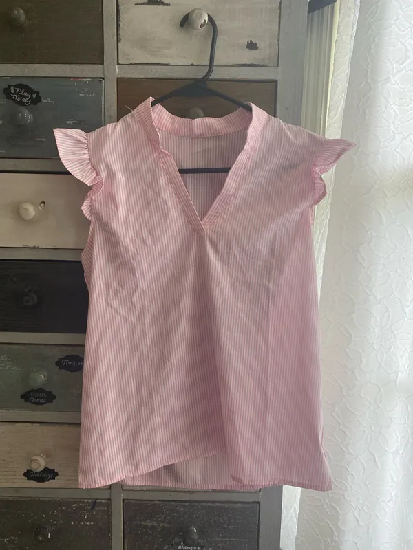 Pink striped SHEIN blouse  - Image 3