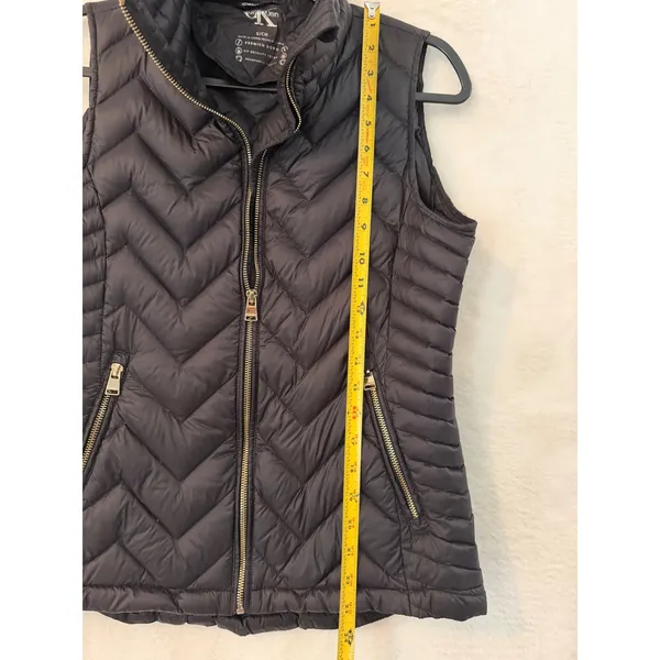 Calvin Klein Womens Black Chevron Quilted Premium Down‎ Puffer Vest PFJOSM7011 S - Image 3