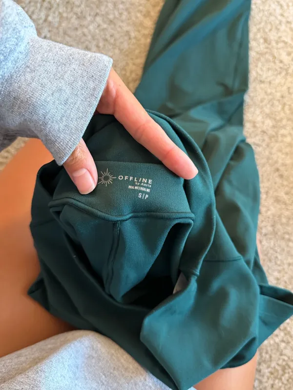 Offline by aerie Real Me Dark Green Track Joggers SZ Small - Image 4