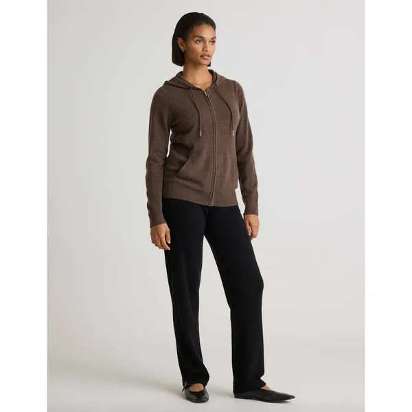 Quince Mongolian Cashmere Full Zip Hoodie Sweater Brown Womens XS NWT - Image 3