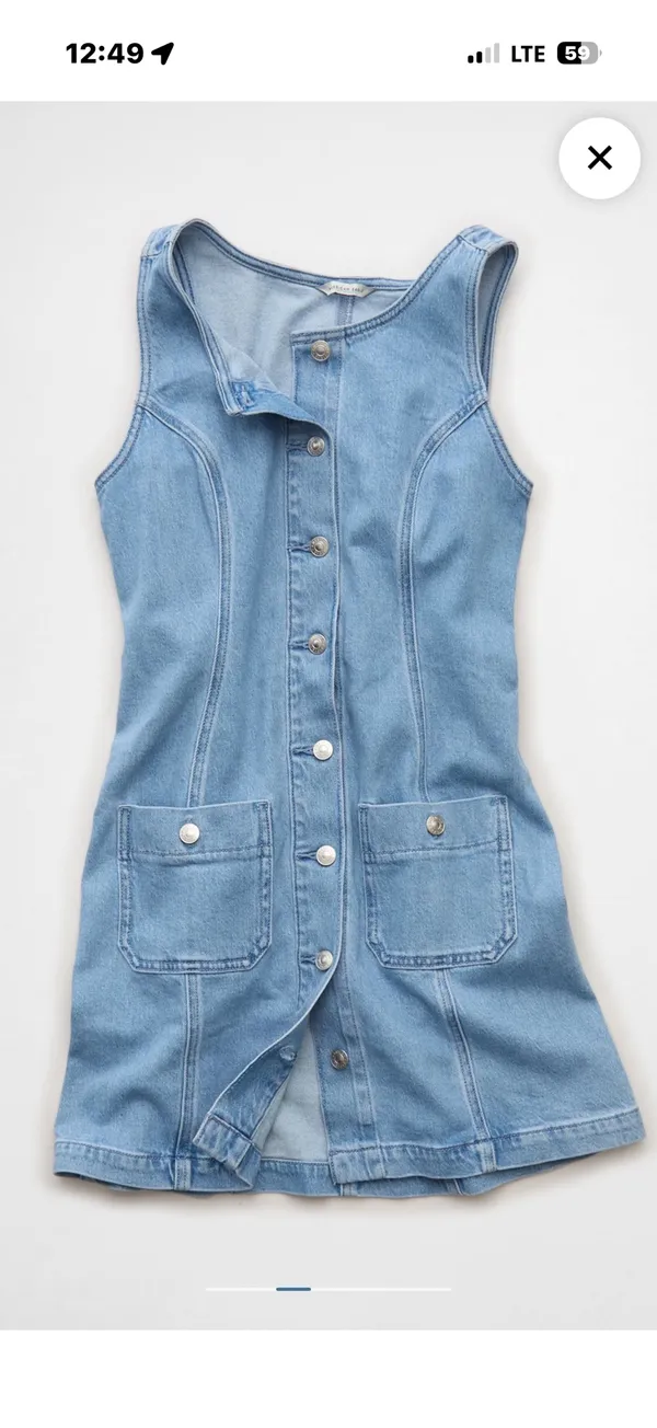 American Eagle NWOT Denim Pinafore Mini Dress - Image 2