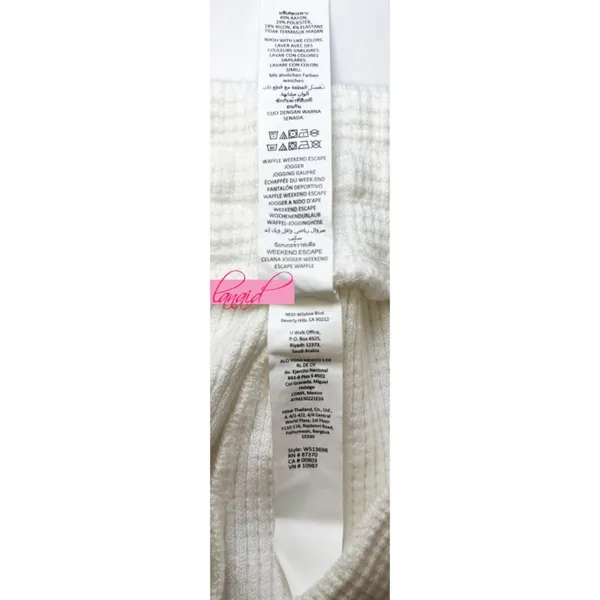 Alo Weekend Escape Joggers Ivory Waffle Thermal High-Rise Waist Cream Sweatpants - Image 13