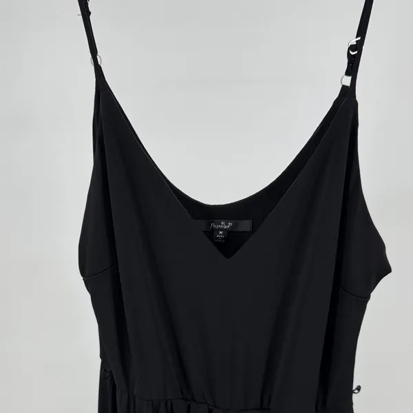 Papaya Black stretchy wide leg adjustable strap Jumpsuit romper M layering party - Image 3