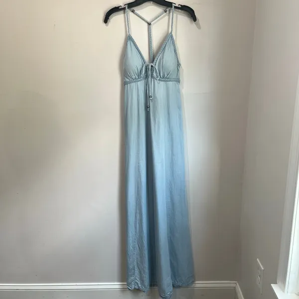Guess‎ Blue Denim Maxi Dress Size XS Spaghetti Strap Summer Boho Festival - Image 2