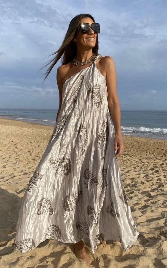 Zara dress maxi oversize fit boho blogger prints casual summer vacation wedding - Image 3