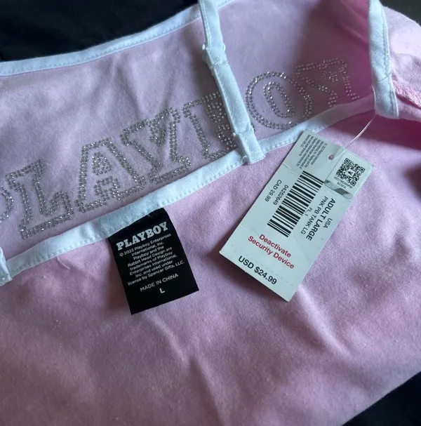 Pink Playboy tank top with rhinestone logo - Image 4