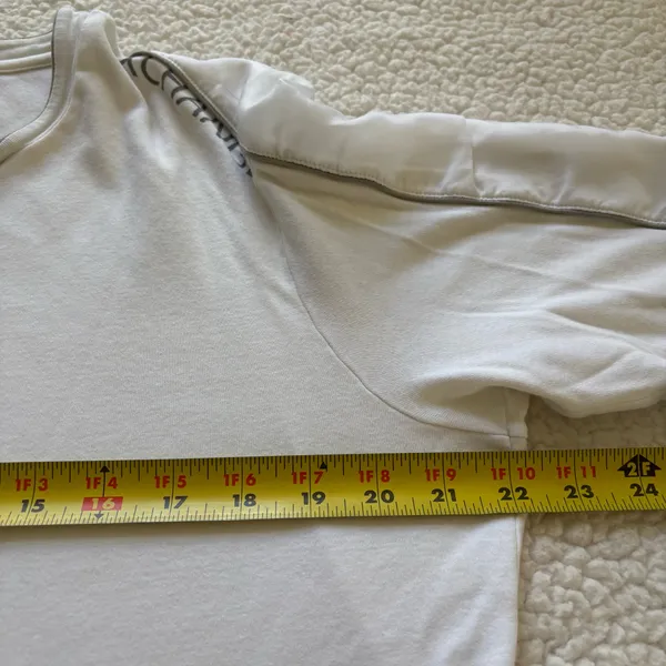 Armani Exchange White Contrast Trim V-Neck Long Sleeve T-Shirt Sz L Quietluxury - Image 6